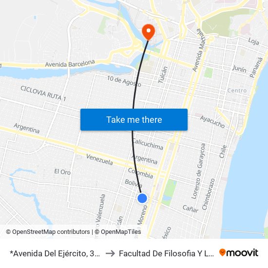 *Avenida Del Ejército, 3820a to Facultad De Filosofia Y Letras map