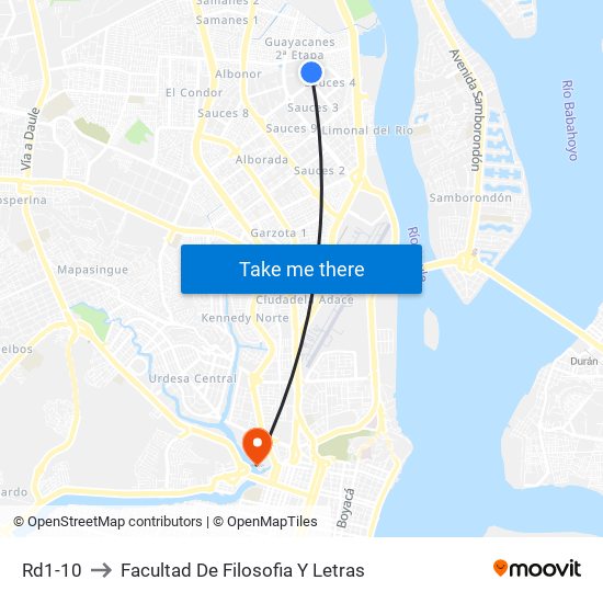 Rd1-10 to Facultad De Filosofia Y Letras map