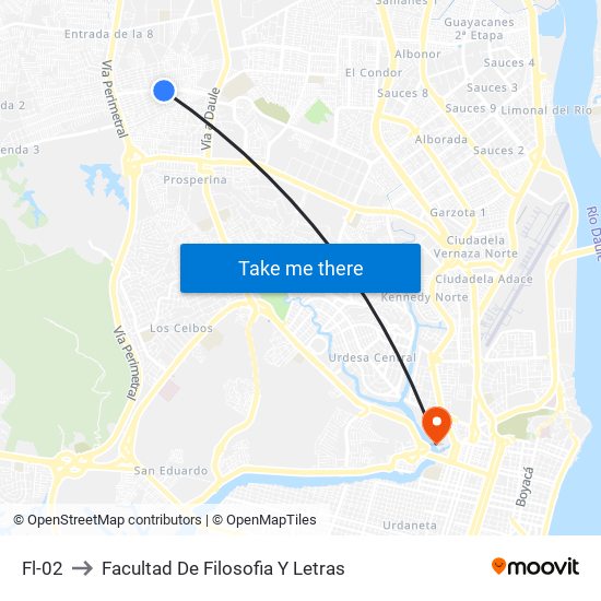 Fl-02 to Facultad De Filosofia Y Letras map