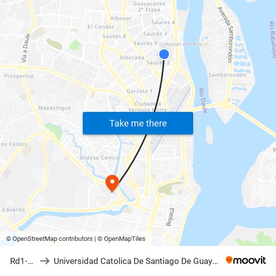 Rd1-02 to Universidad Catolica De Santiago De Guayaquil map