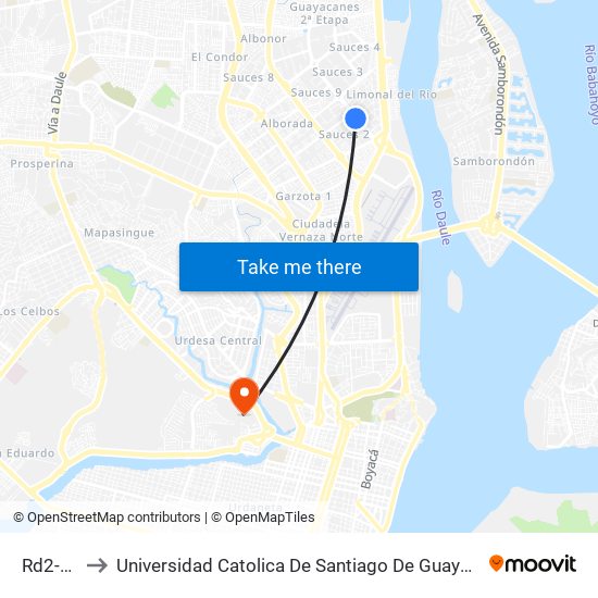 Rd2-38 to Universidad Catolica De Santiago De Guayaquil map