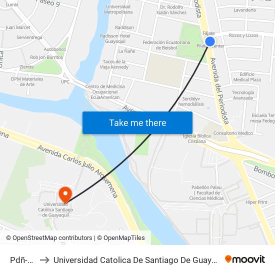 Pdñ-06 to Universidad Catolica De Santiago De Guayaquil map