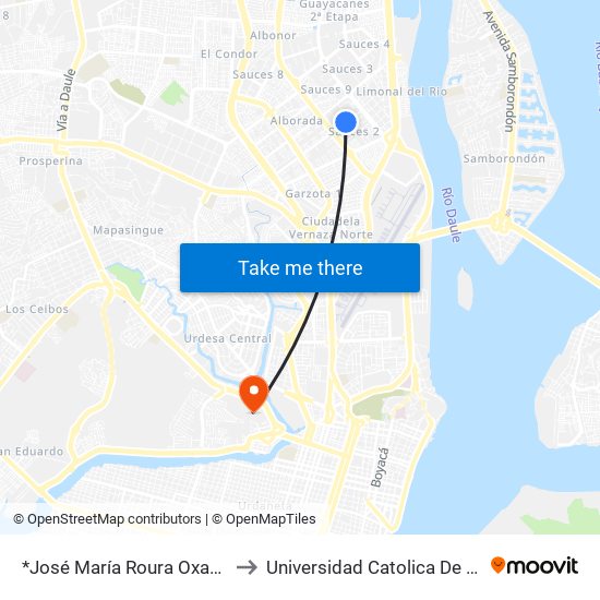 *José María Roura Oxandaberro, 12 Pasaje 3 to Universidad Catolica De Santiago De Guayaquil map