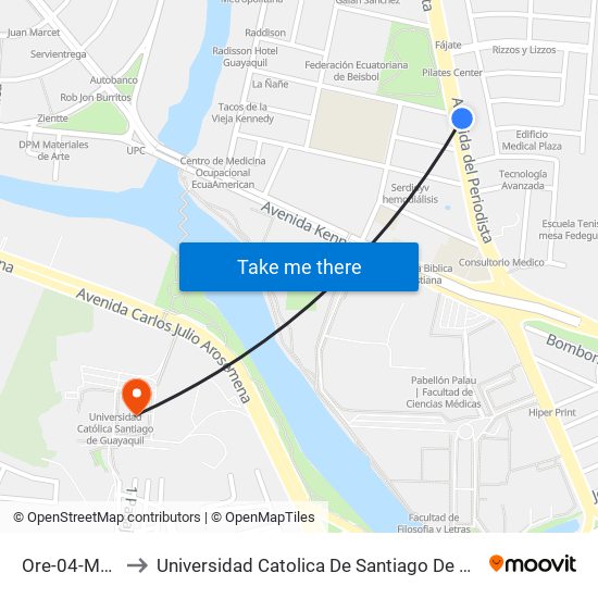 Ore-04-Mover to Universidad Catolica De Santiago De Guayaquil map