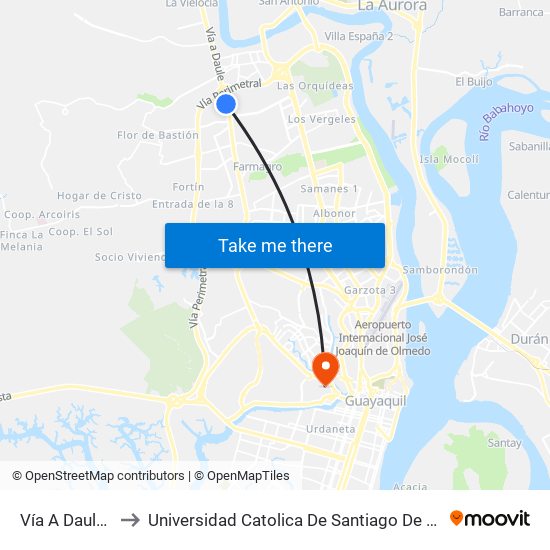 Vía A Daule, 15 to Universidad Catolica De Santiago De Guayaquil map