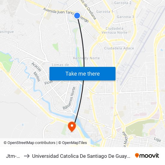 Jtm-09 to Universidad Catolica De Santiago De Guayaquil map