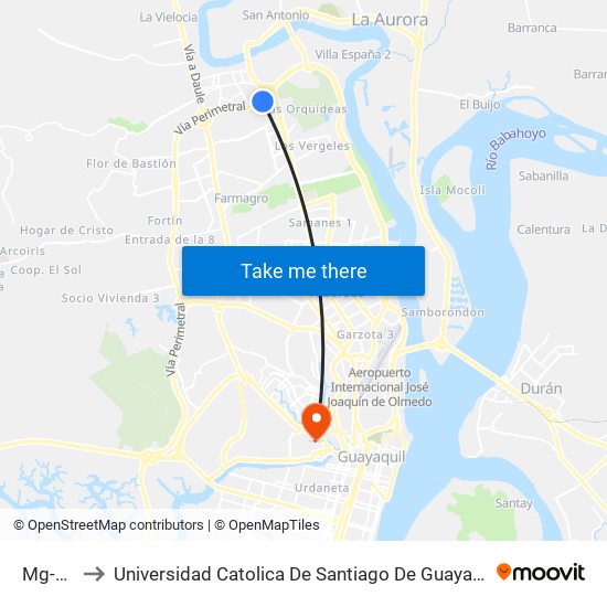 Mg-07 to Universidad Catolica De Santiago De Guayaquil map