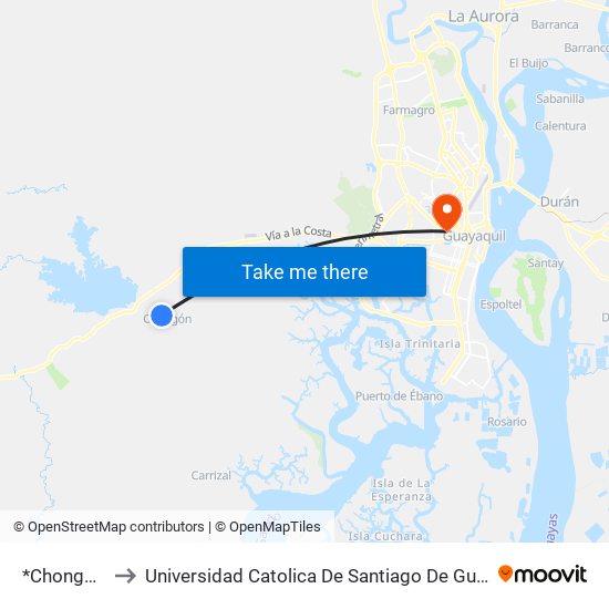 *Chongon*. to Universidad Catolica De Santiago De Guayaquil map