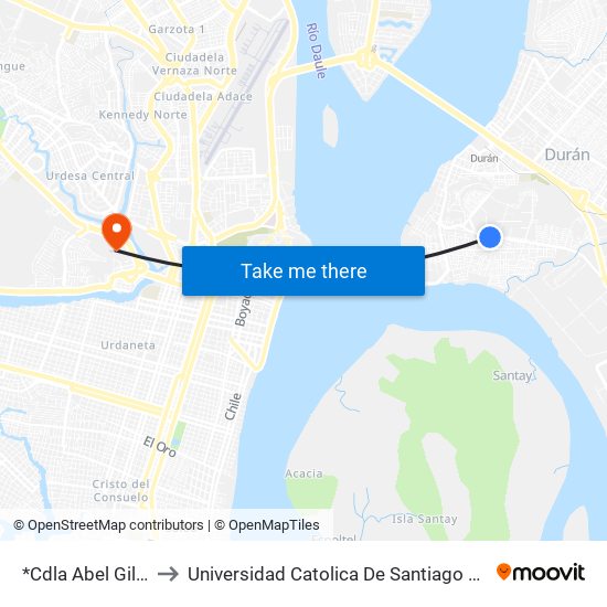*Cdla Abel Gilbert 3 to Universidad Catolica De Santiago De Guayaquil map
