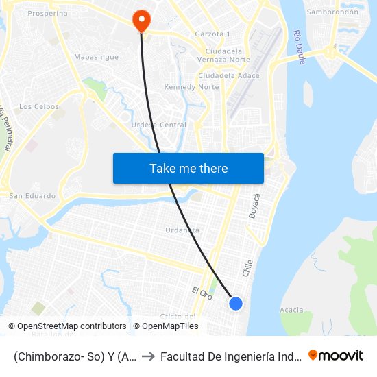 (Chimborazo- So) Y (Azuay - So) to Facultad De Ingeniería Industrial (Ug) map