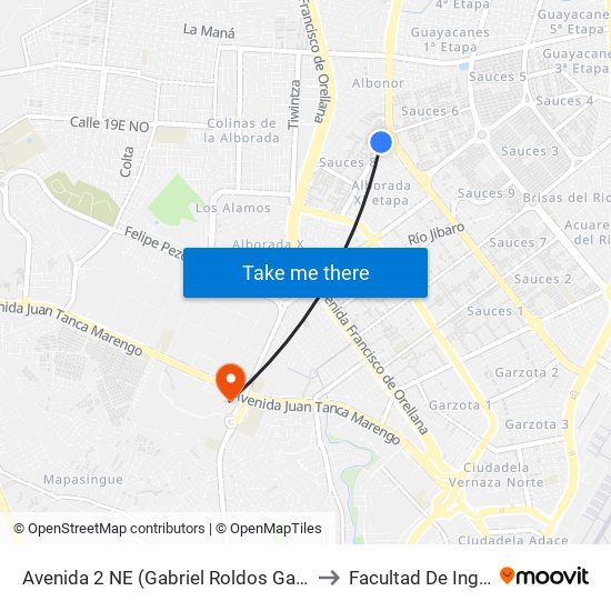 Avenida 2 NE (Gabriel Roldos Garces) Y Avenida 3 NE (Isidro Ayora Cuev)A to Facultad De Ingeniería Industrial (Ug) map