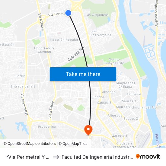 *Via Perimetral Y Pajan to Facultad De Ingeniería Industrial (Ug) map