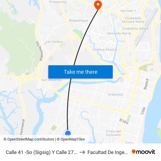 Calle 41 -So (Sigsig) Y Calle 27- So (Aurelio Draga Guillen (S73) to Facultad De Ingeniería Industrial (Ug) map