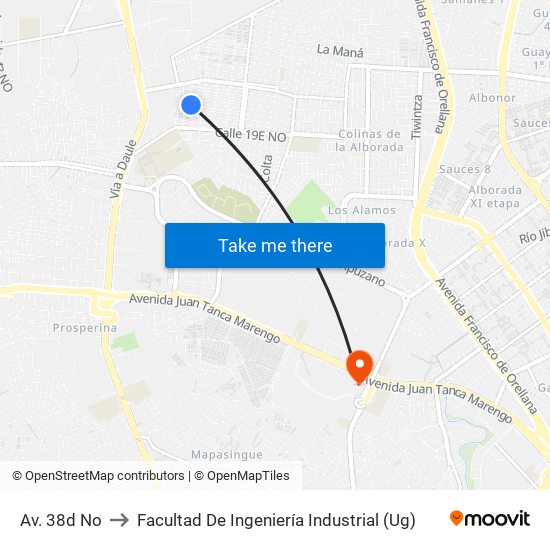 Av. 38d No to Facultad De Ingeniería Industrial (Ug) map