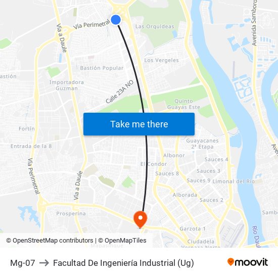 Mg-07 to Facultad De Ingeniería Industrial (Ug) map