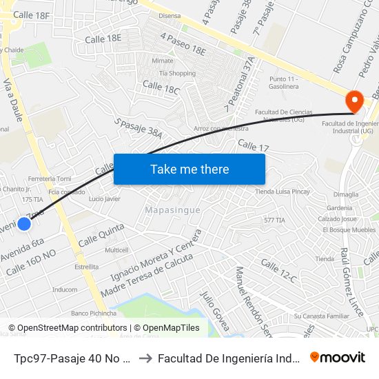 Tpc97-Pasaje 40 No Y 17a No to Facultad De Ingeniería Industrial (Ug) map