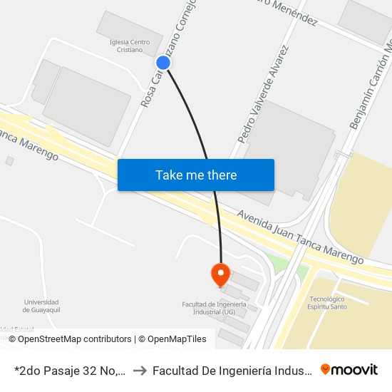 *2do Pasaje 32 No, 118-2 to Facultad De Ingeniería Industrial (Ug) map