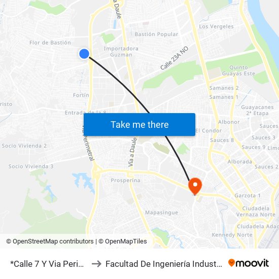 *Calle 7 Y  Via Perimetral to Facultad De Ingeniería Industrial (Ug) map