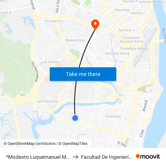 *Modesto Luquemanuel Medina Castro, 1209 to Facultad De Ingeniería Industrial (Ug) map