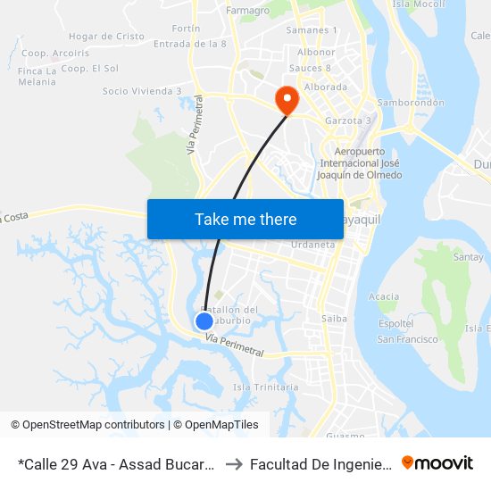 *Calle 29 Ava - Assad Bucaram Elmalin Y Callejon Q to Facultad De Ingeniería Industrial (Ug) map