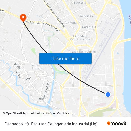 Despacho to Facultad De Ingeniería Industrial (Ug) map