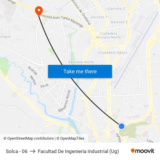 Solca - 06 to Facultad De Ingeniería Industrial (Ug) map