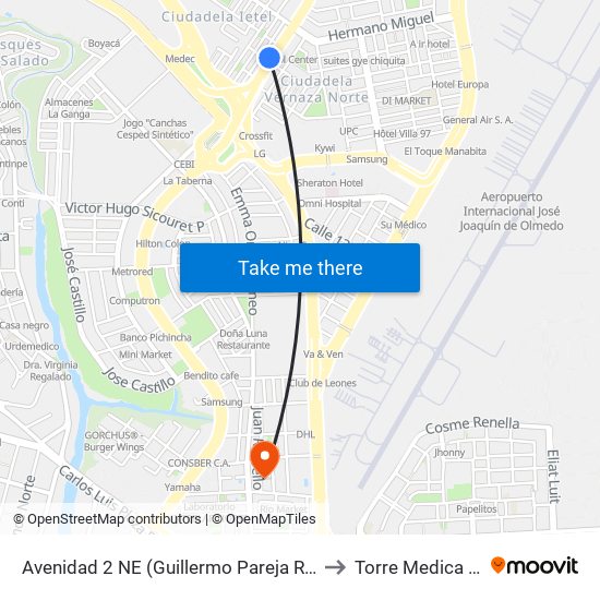 Avenidad 2 NE (Guillermo Pareja Rolando) Y 9no Pasaje 1 NE (N172) to Torre Medica San Francisco II map