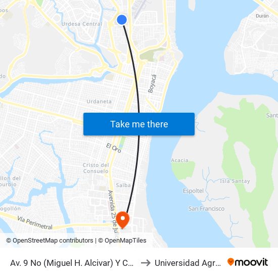 Av. 9 No (Miguel H. Alcivar) Y Calle 12a No (Andrade Coello) to Universidad Agraria Del Ecuador map