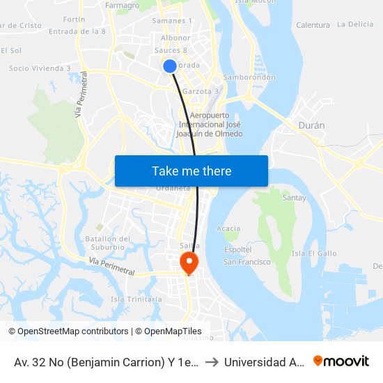 Av. 32 No (Benjamin Carrion) Y 1er Pasaje 1a No (Rodriguez Labandera) to Universidad Agraria Del Ecuador map