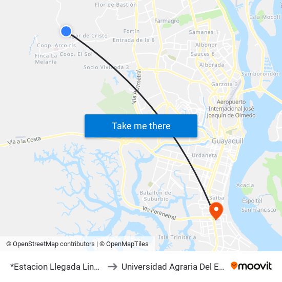 *Estacion Llegada Linea 154 to Universidad Agraria Del Ecuador map