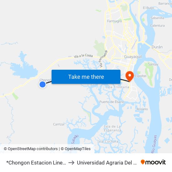*Chongon Estacion Linea 140-1 to Universidad Agraria Del Ecuador map