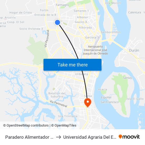 Paradero Alimentador Florida to Universidad Agraria Del Ecuador map