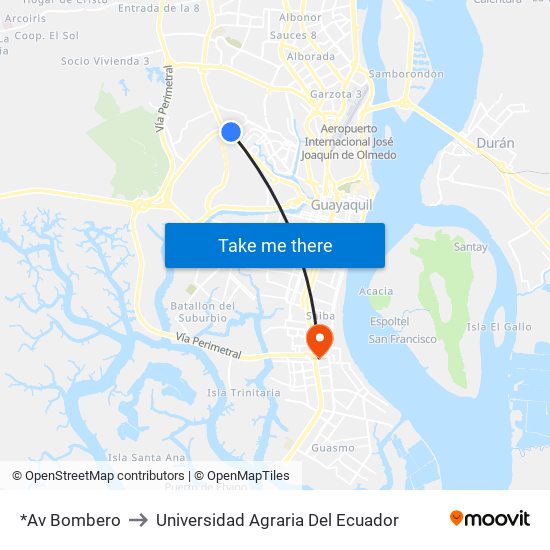 *Av Bombero to Universidad Agraria Del Ecuador map