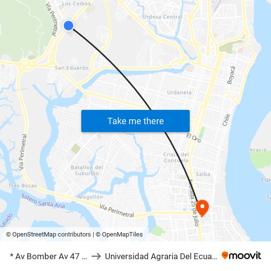 * Av Bomber Av 47 No to Universidad Agraria Del Ecuador map