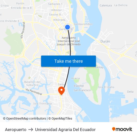 Aeropuerto to Universidad Agraria Del Ecuador map
