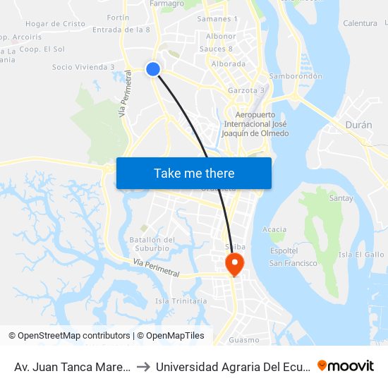 Av. Juan Tanca Marengo to Universidad Agraria Del Ecuador map