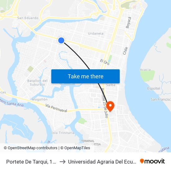Portete De Tarqui, 1407 to Universidad Agraria Del Ecuador map