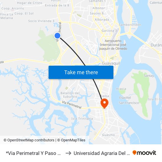 *Via Perimetral Y Paso Peatonal. to Universidad Agraria Del Ecuador map