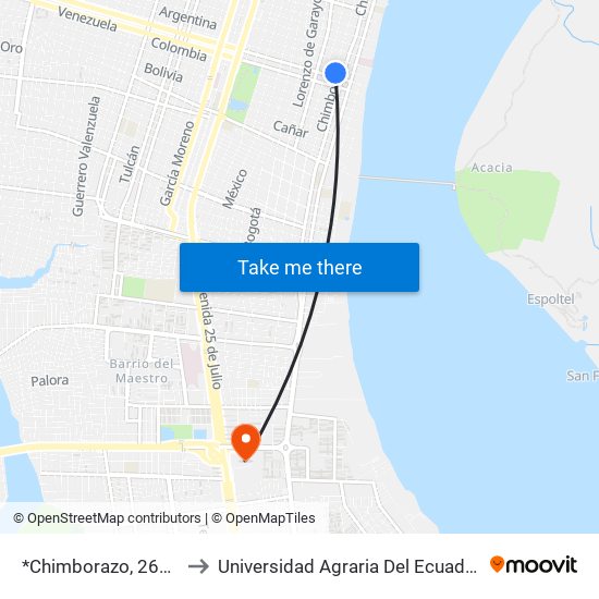 *Chimborazo, 2601 to Universidad Agraria Del Ecuador map