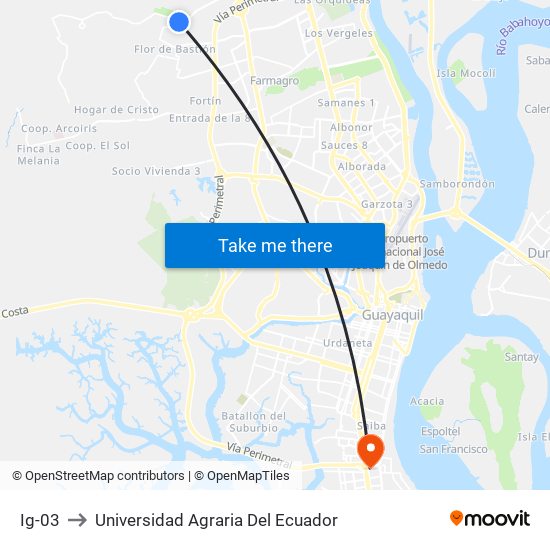 Ig-03 to Universidad Agraria Del Ecuador map