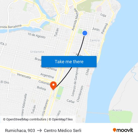 Rumichaca, 903 to Centro Médico Serli map