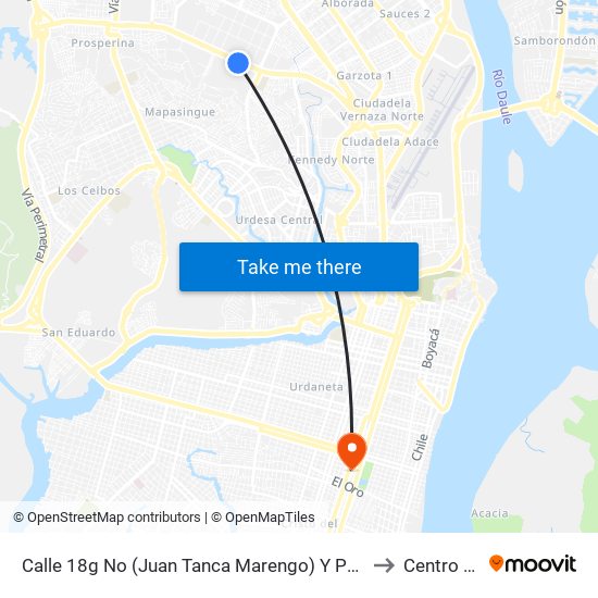 Calle 18g No (Juan Tanca Marengo) Y Proyeccion De 2do Pasaje 32 No (2do Pasaje 32) to Centro Médico Serli map
