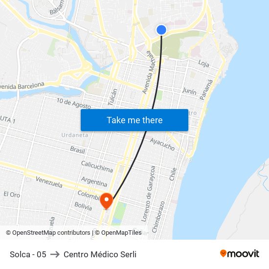 Solca - 05 to Centro Médico Serli map