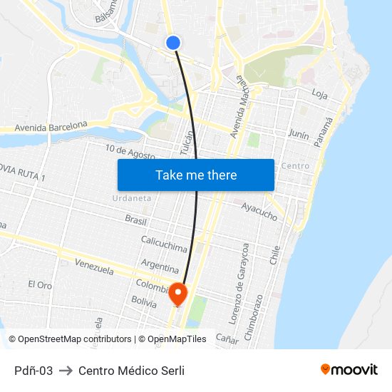 Pdñ-03 to Centro Médico Serli map