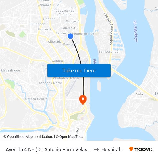 Avenida 4 NE (Dr. Antonio Parra Velasco) Y 4to Callejon 16a to Hospital De Solca map