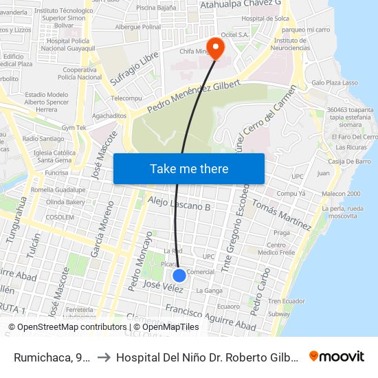 Rumichaca, 903 to Hospital Del Niño Dr. Roberto Gilbert E map