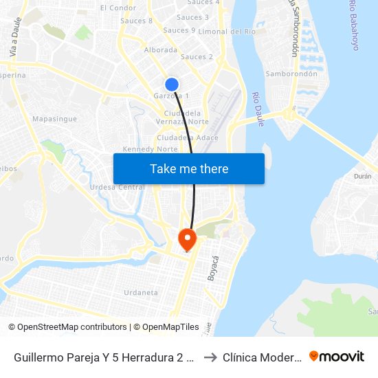 Guillermo Pareja Y  5 Herradura 2 N-E to Clínica Moderna map