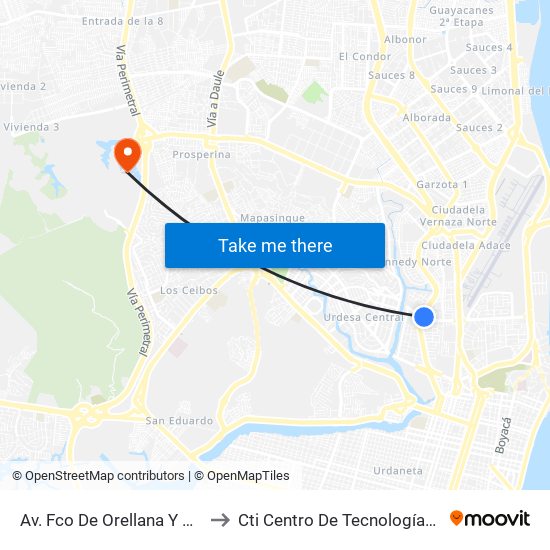 Av. Fco De Orellana  Y  6to Pasaje 9 No to Cti Centro De Tecnologías De Información map