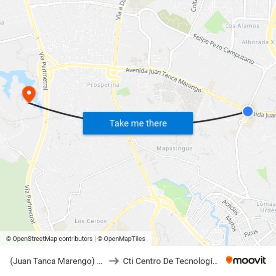 (Juan Tanca Marengo) Y (Av. Las Aguas) to Cti Centro De Tecnologías De Información map