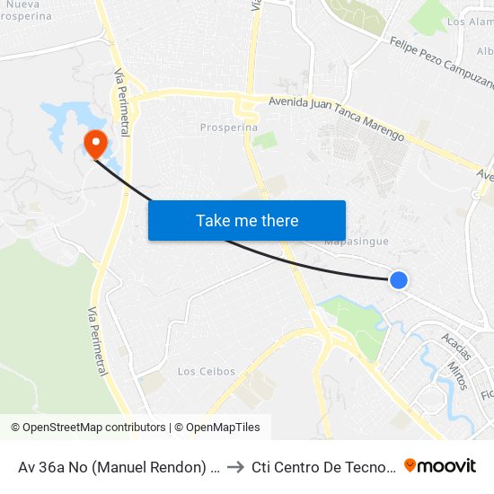 Av 36a No (Manuel Rendon) Y 3er Callejon 12a (3er Cj. 12a to Cti Centro De Tecnologías De Información map